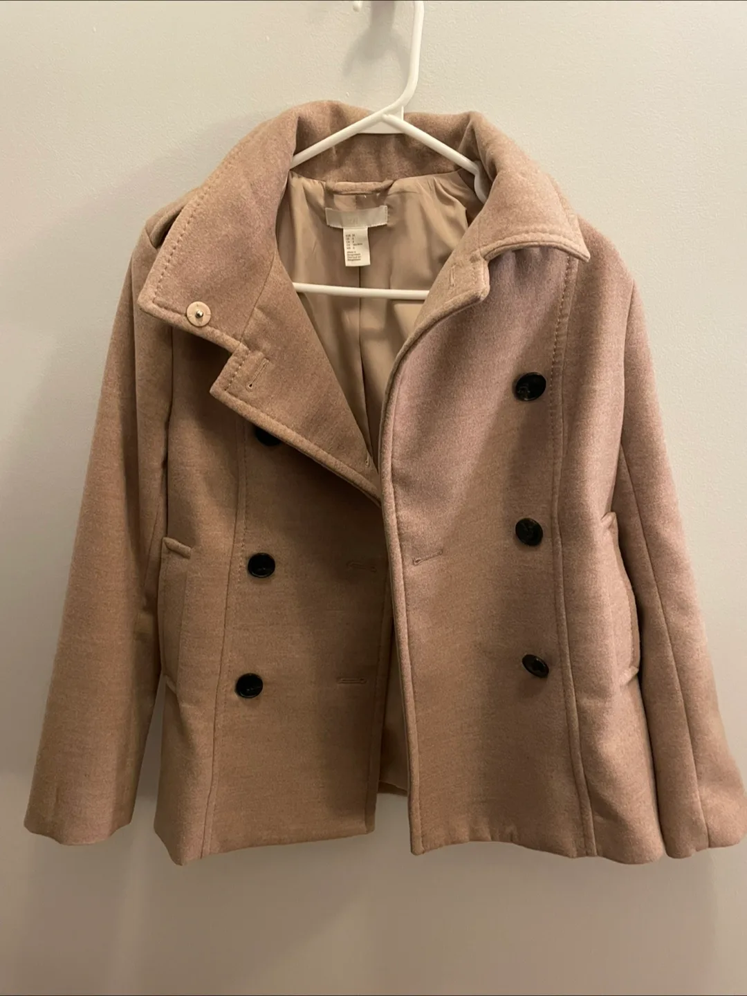 H&M Pea Coat - Size 6 - Beige thumbnail