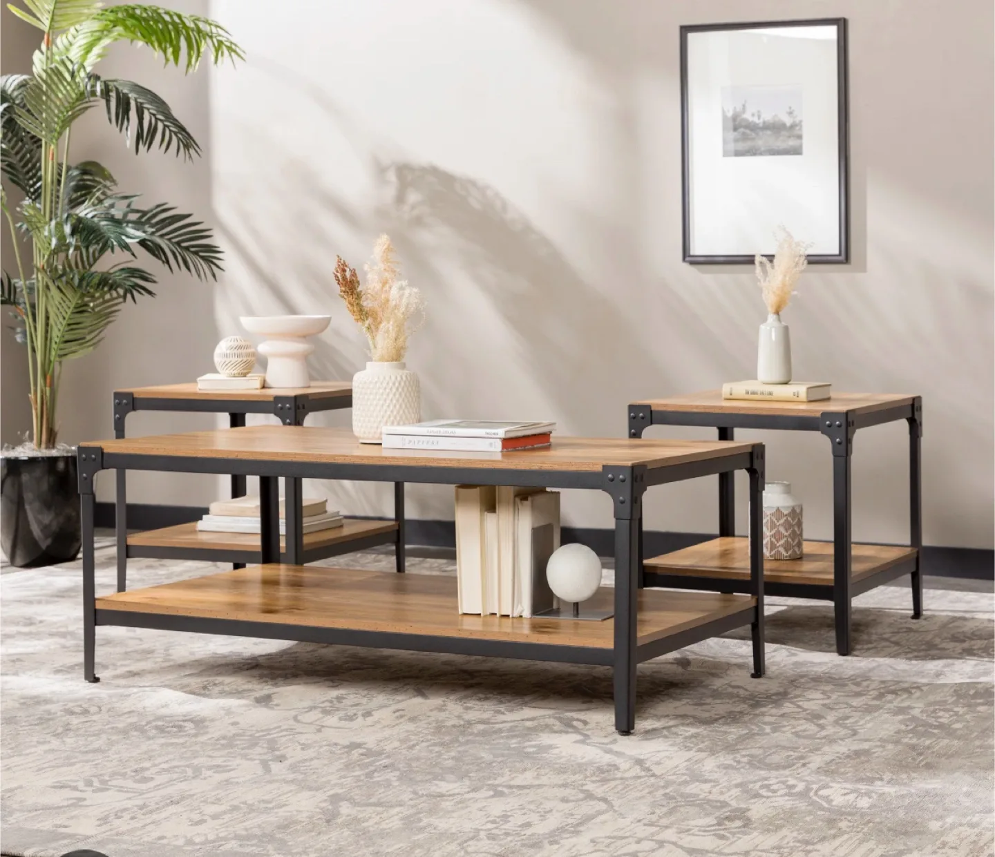 17 Stories Gravelle 3 Piece Coffee Table Set - Barnwood thumbnail