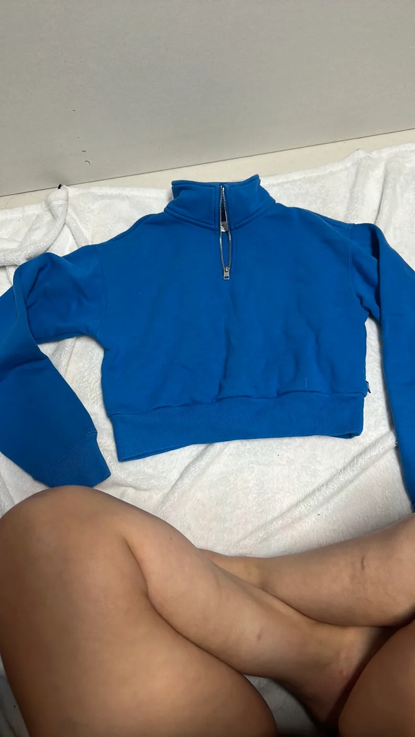 Tna Blue Quarter Zip Sweatshirt XXS thumbnail