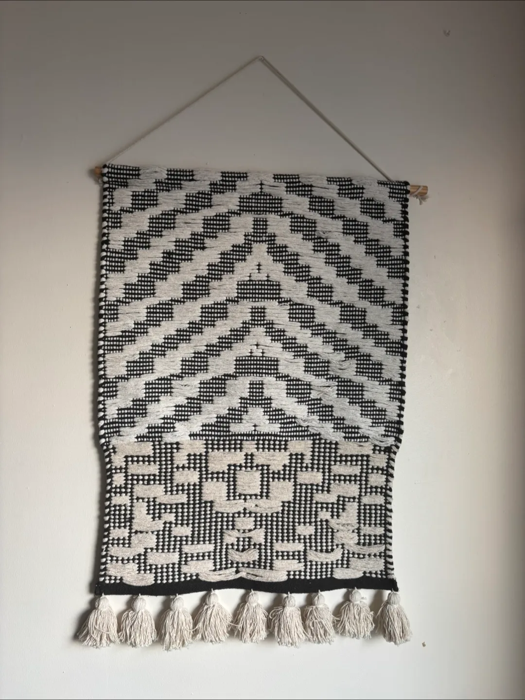 Black and White Wall Hanging with Tassels thumbnail