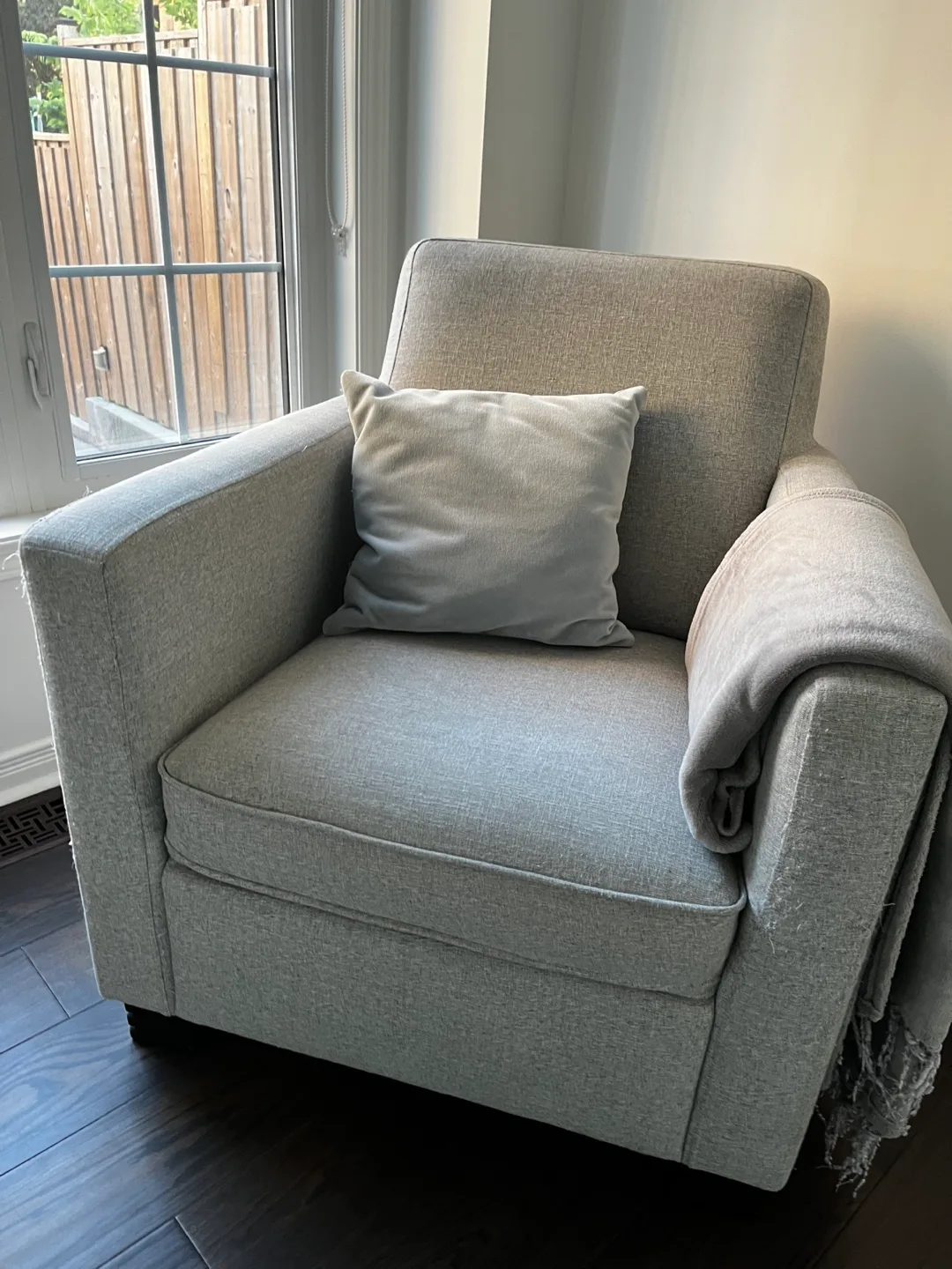 Grey Armchair with Pillow thumbnail