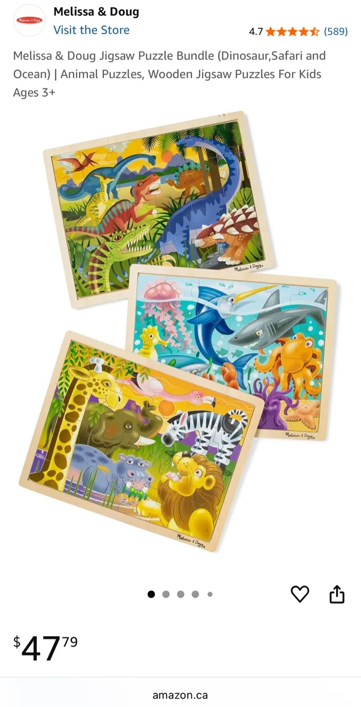 Melissa & Doug Jigsaw Puzzle Bundle (Dinosaur, Ocean) thumbnail