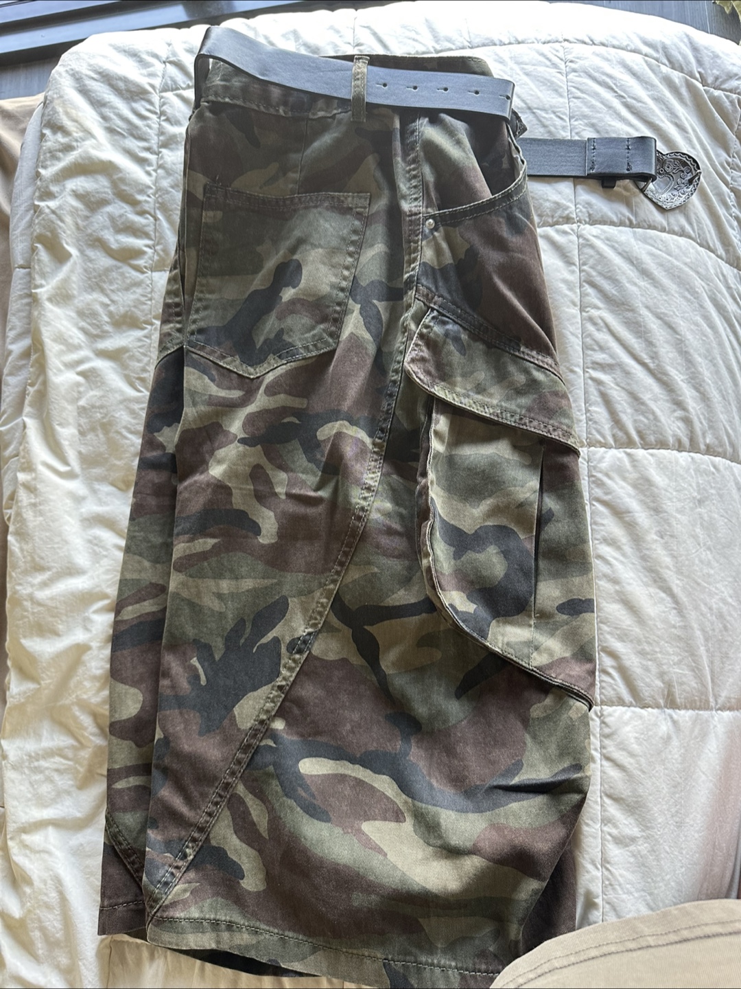 Camo Cargo Shorts with Belt - photo 2