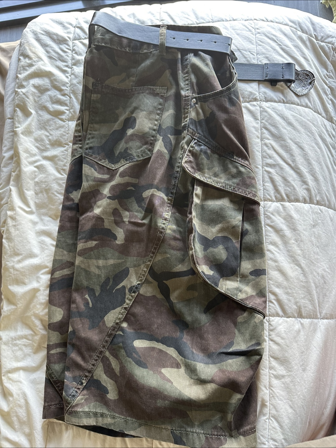 Camo Cargo Shorts with Belt - photo 3