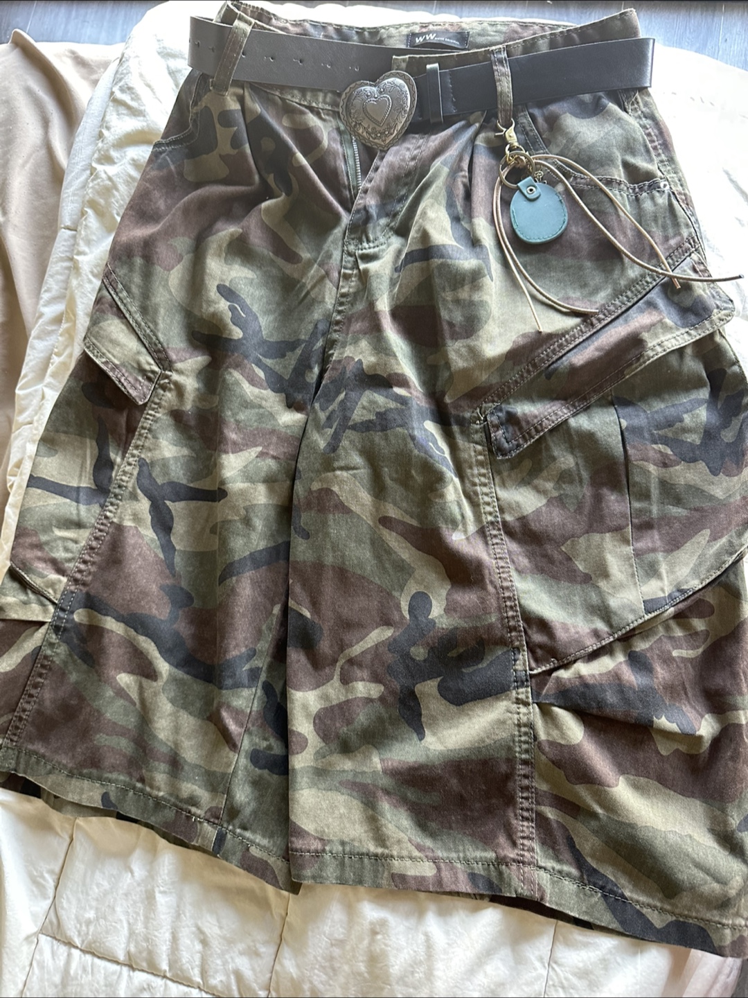 Camo Cargo Shorts with Belt