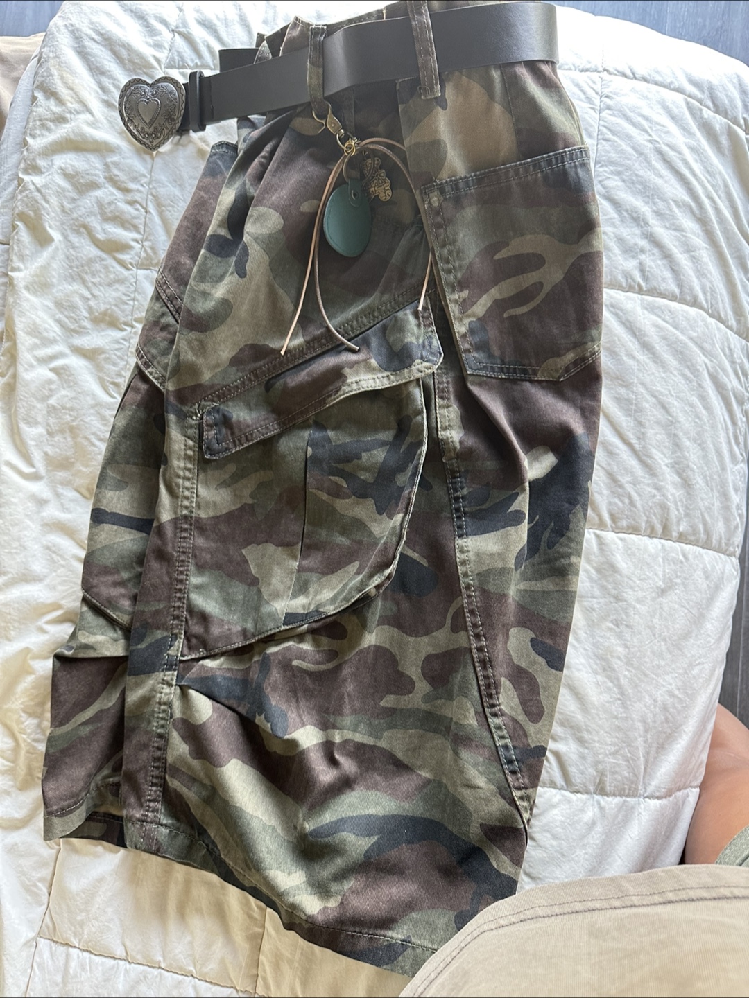 Camo Cargo Shorts with Belt - photo 4