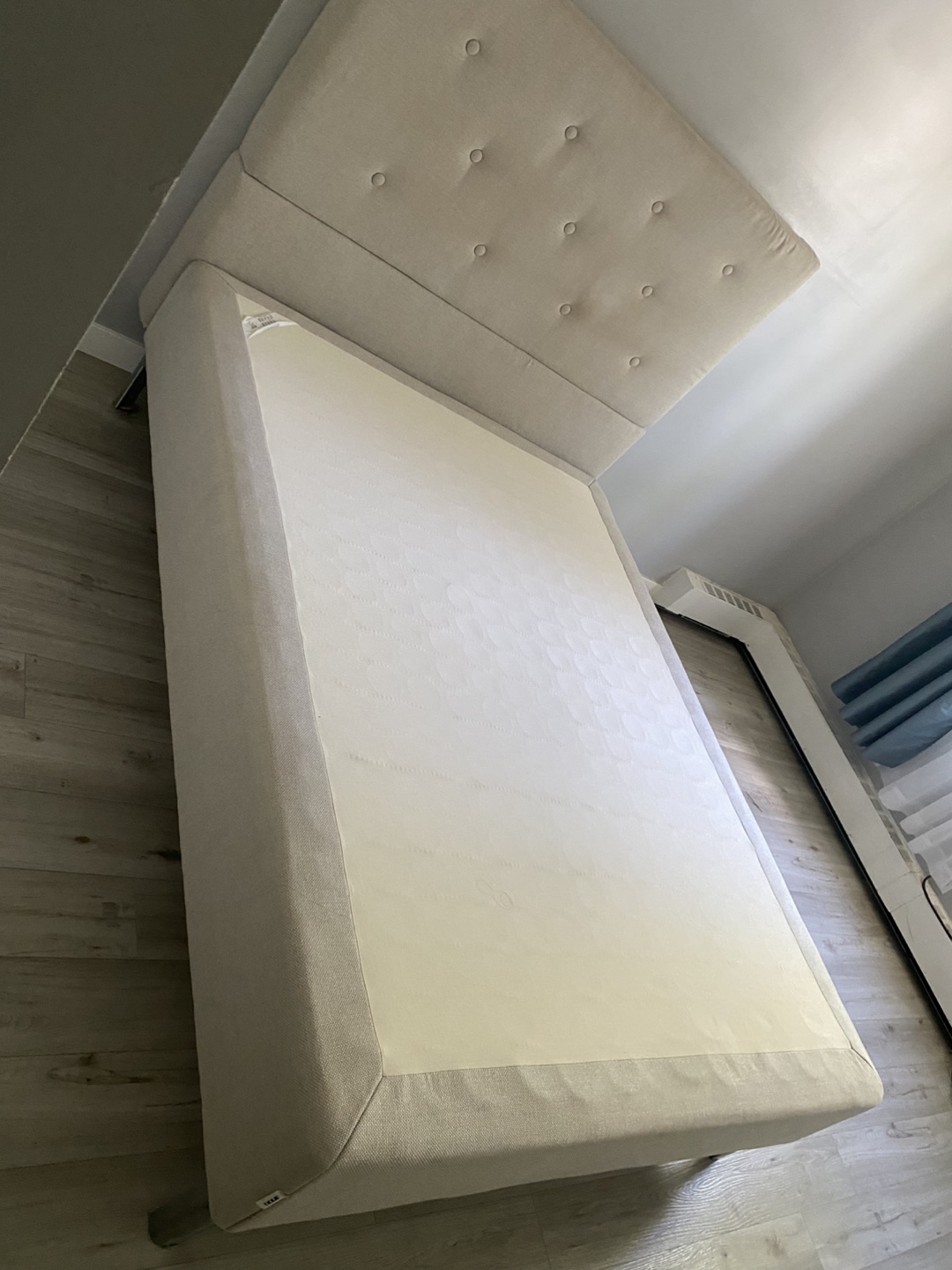 Queen Upholstered Bed Frame - Beige - photo 3