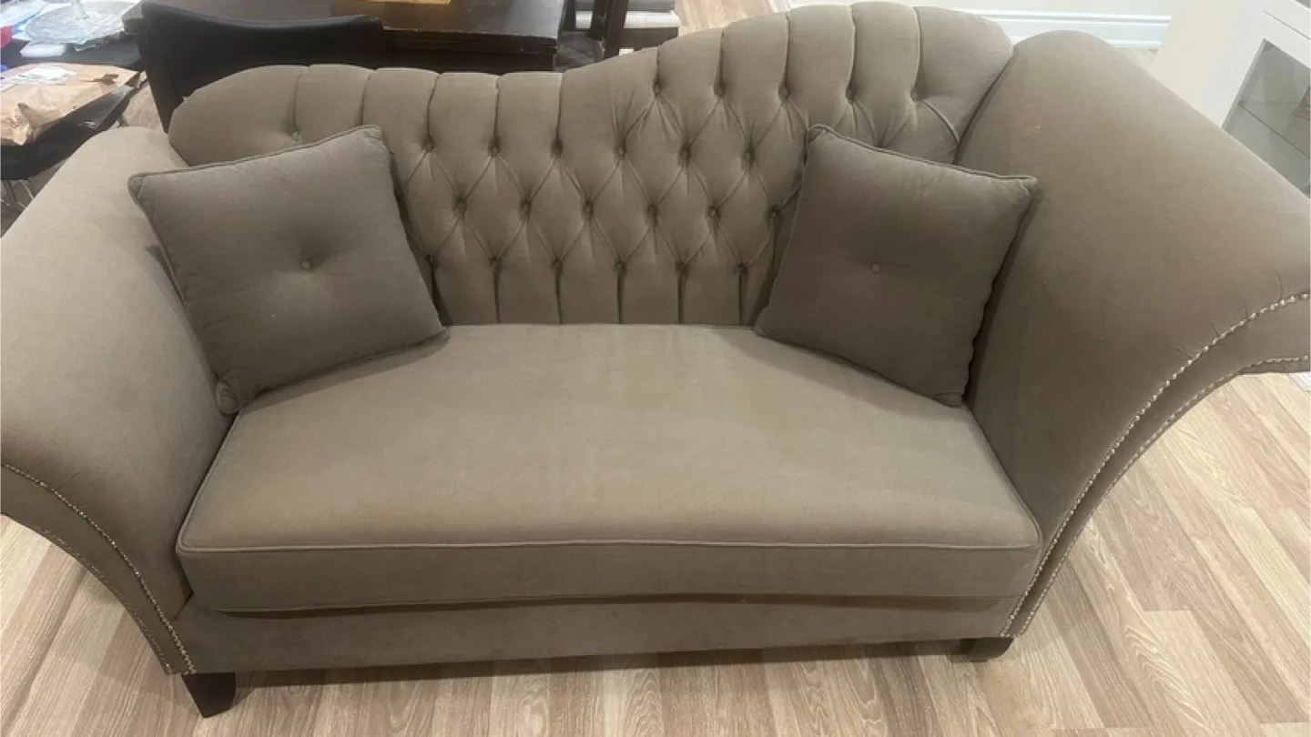 Tufted Loveseat Sofa - Taupe Colour thumbnail