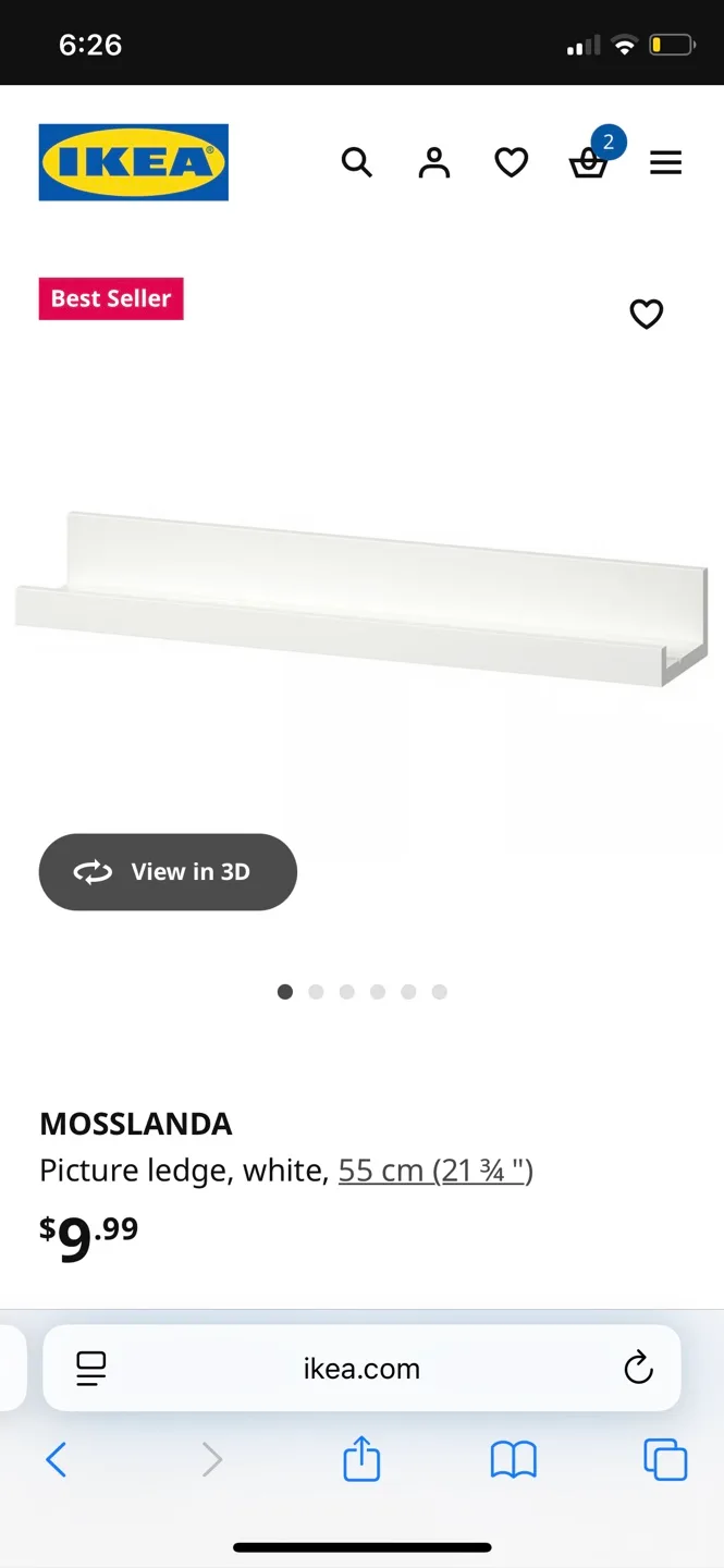 Ikea Mosslanda Picture Ledges x2 BNIP thumbnail