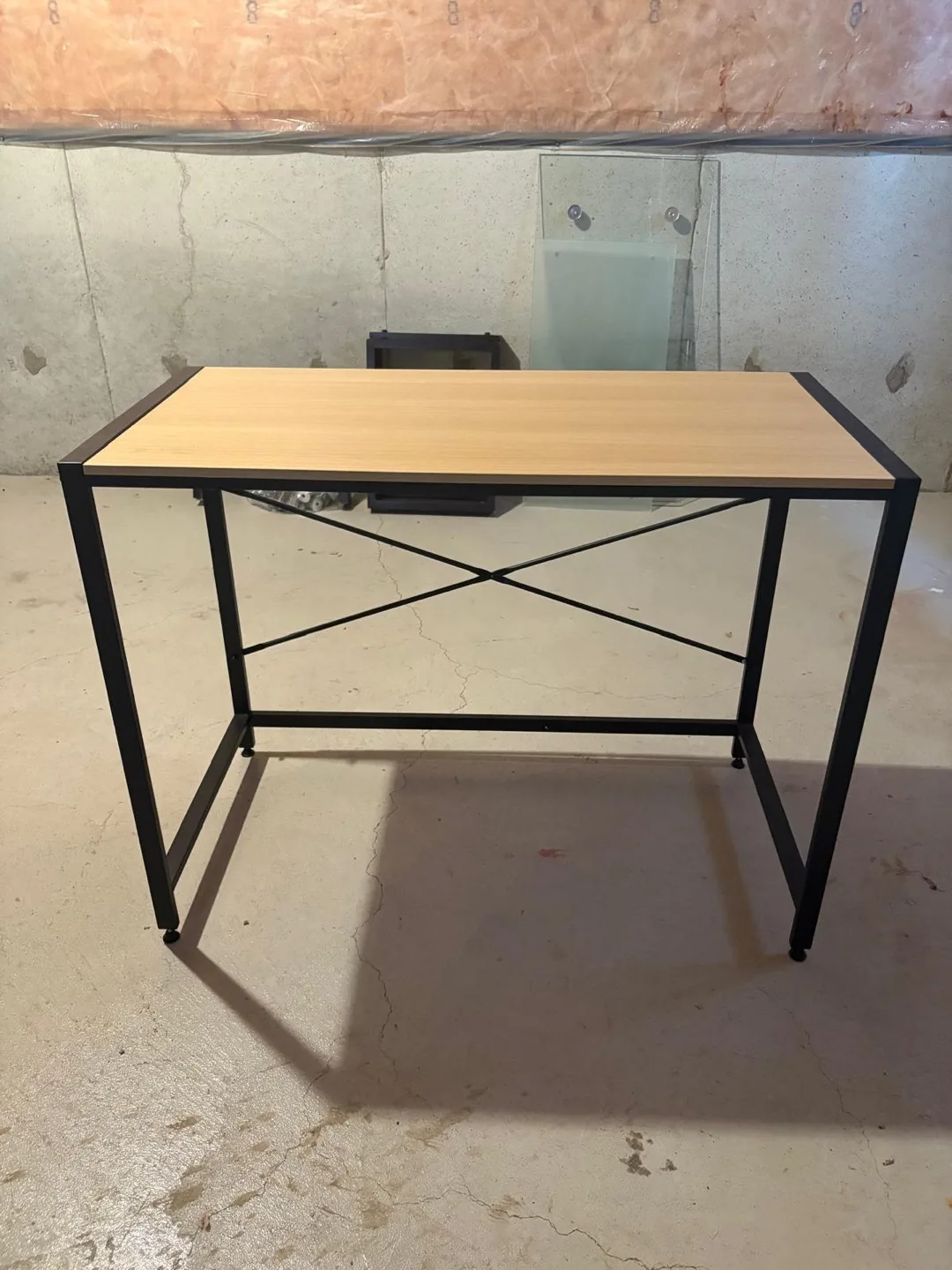 Ikea Desk - Black Frame, Light Wood Top thumbnail