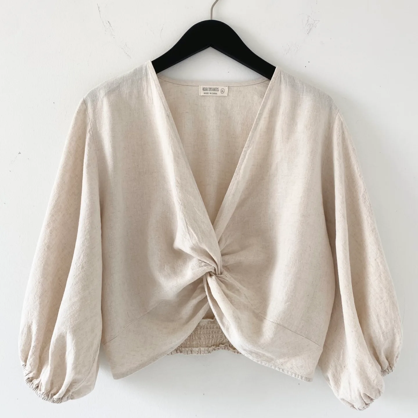 4 Our Dreamers Linen Blend Knot Top thumbnail