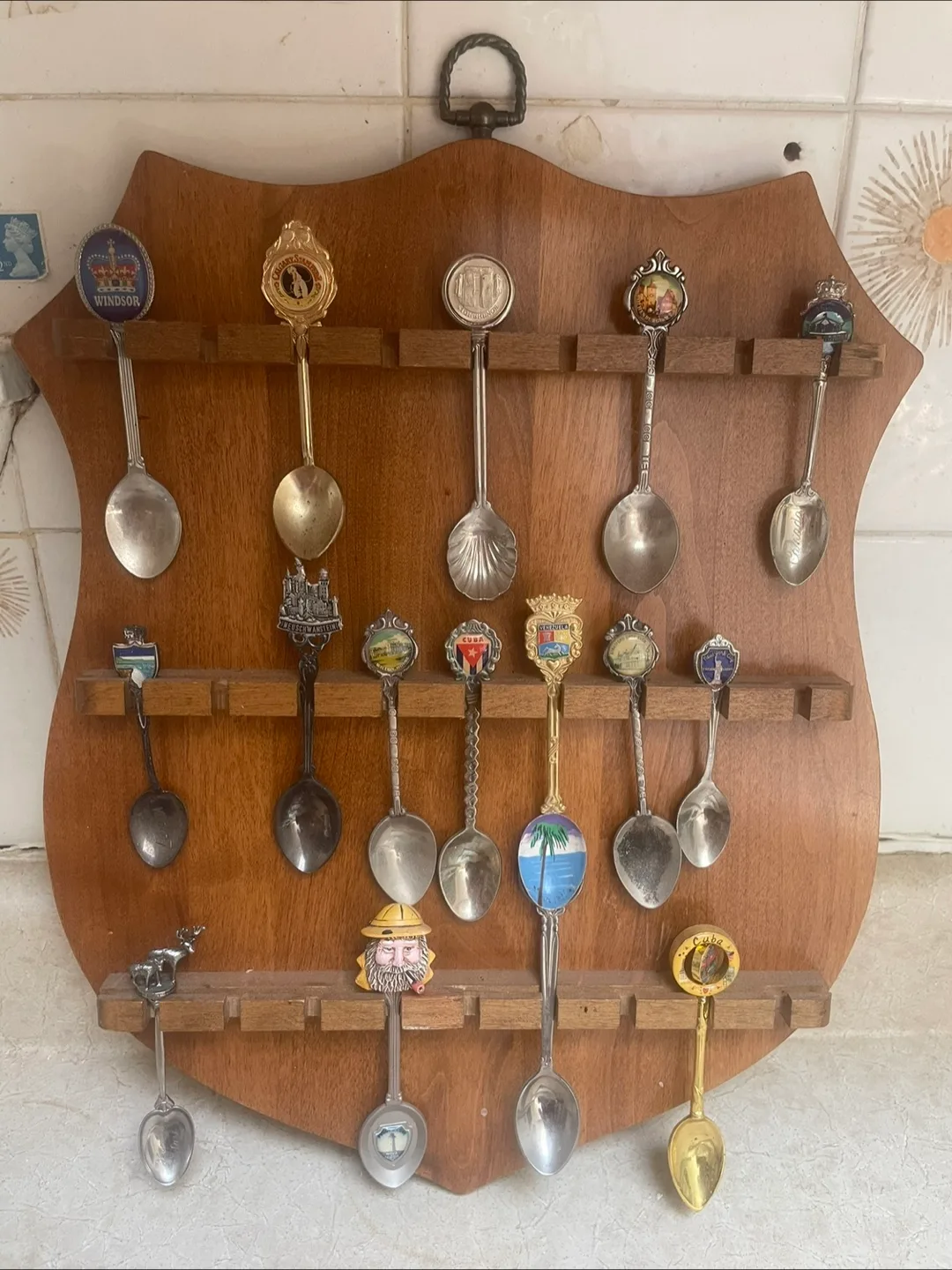 Vintage Wooden Spoon Display Rack thumbnail