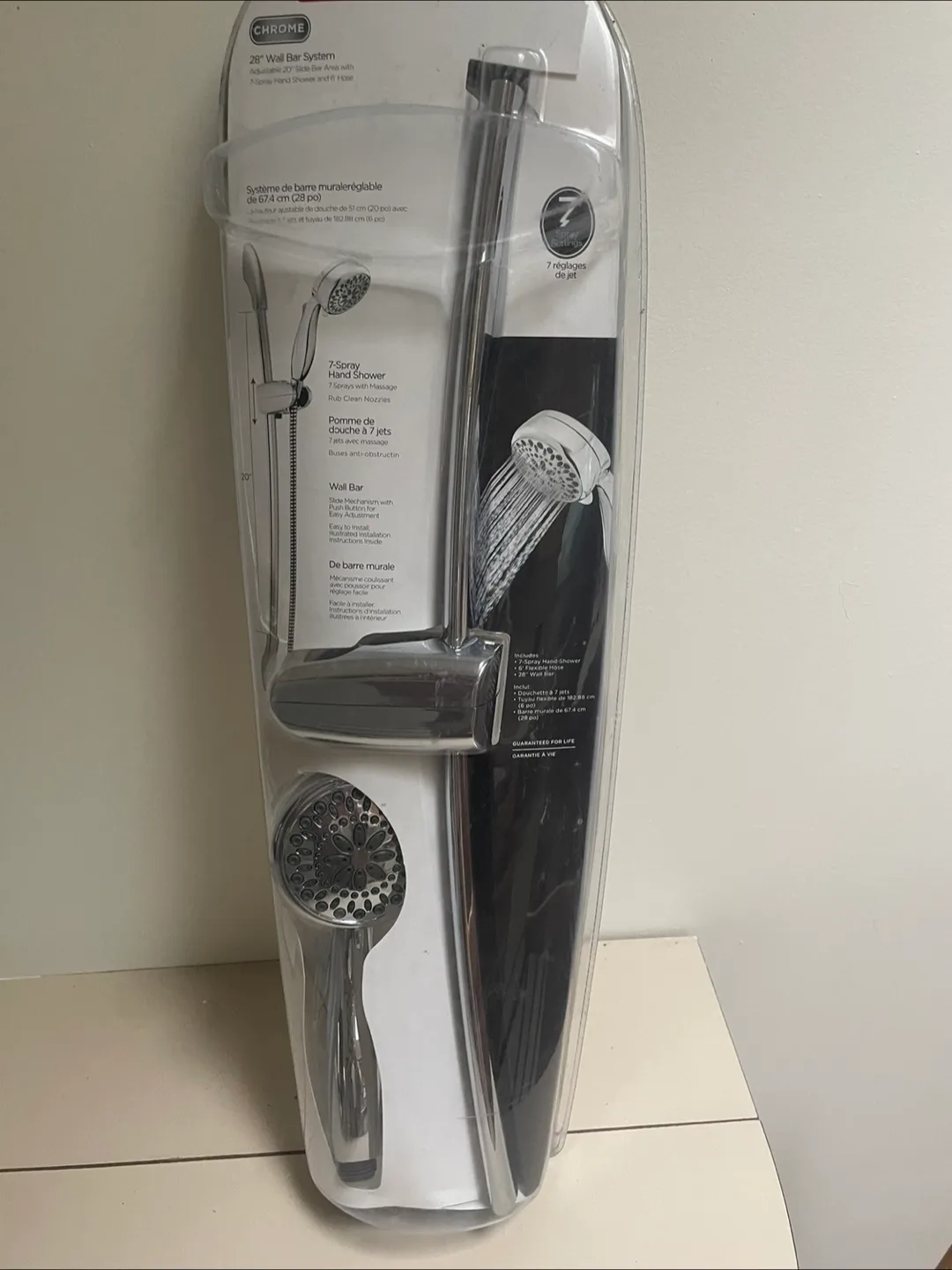 NEW Chrome Wall bar 28"  Shower/Spray image indicator(2)