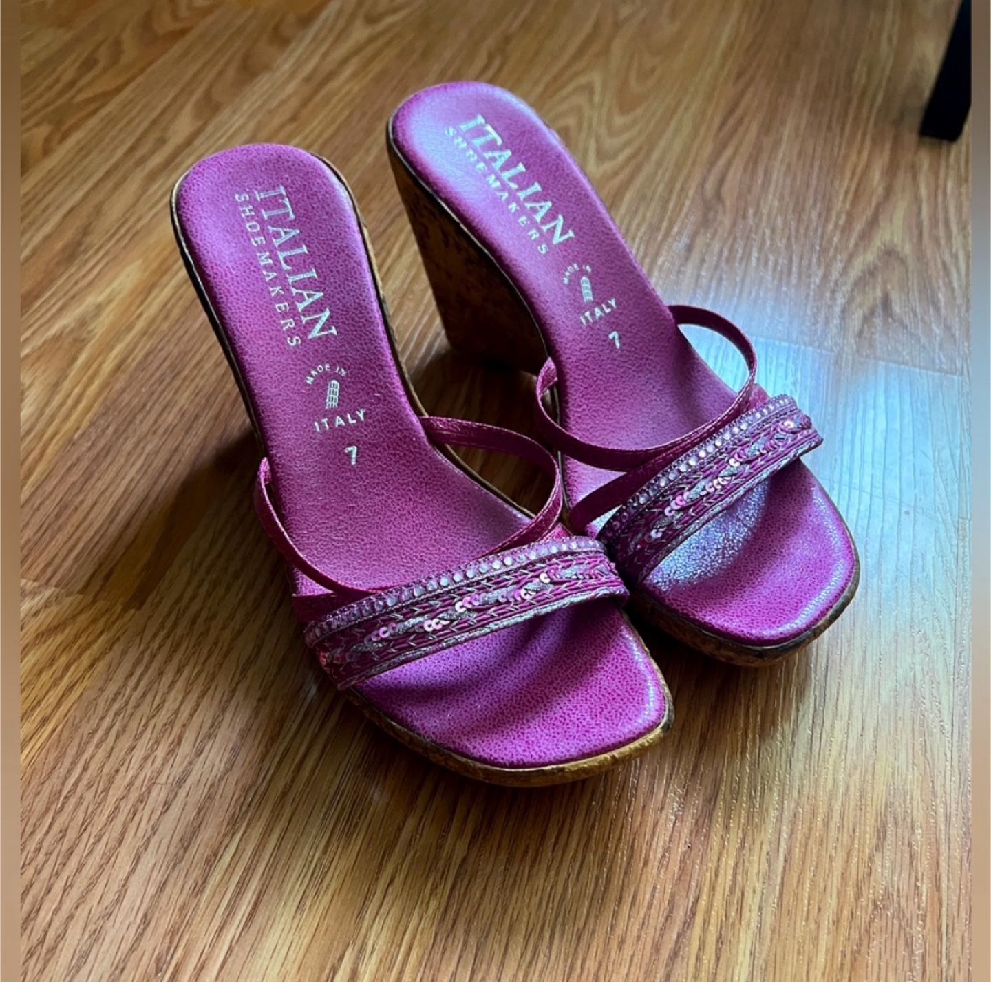 Italian Shoemakers Purple Wedge Sandals