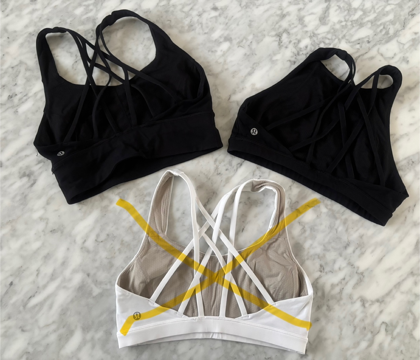 Three Lululemon Sports Bras - Black and White - photo 2