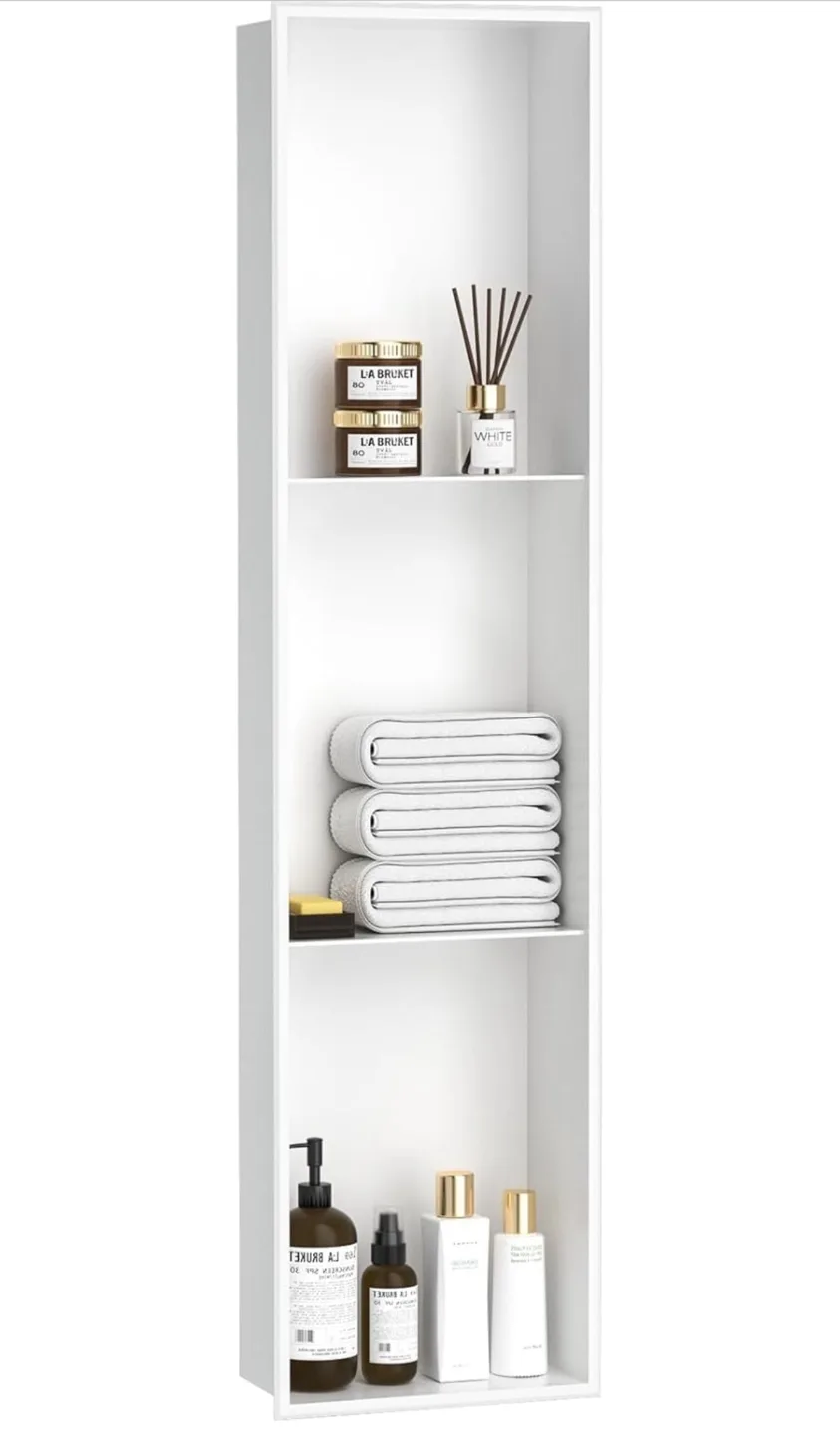BLYLUND Shower Niche 8"x36" 3-Shelf (White) thumbnail