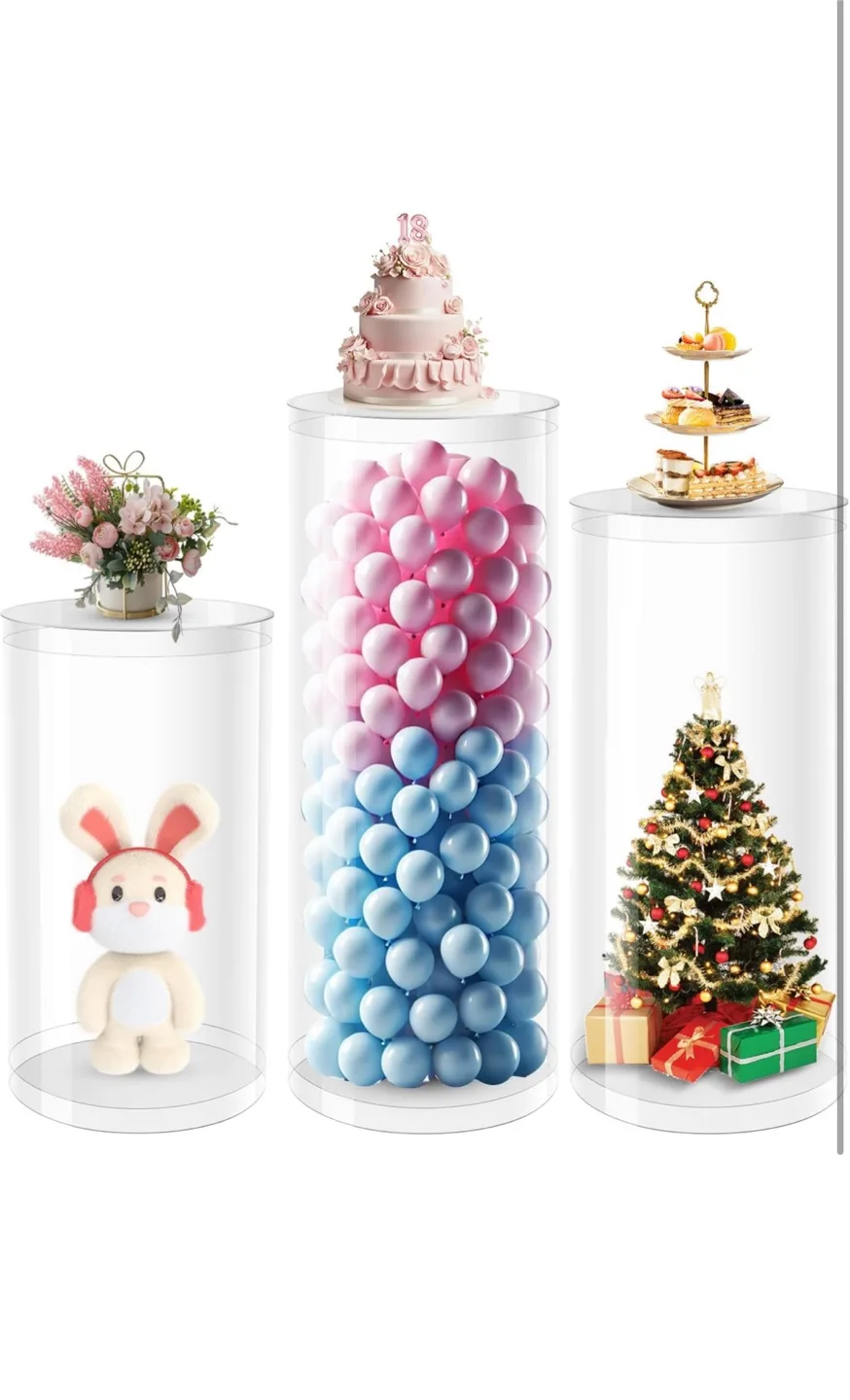Cylinder Pedestal Stands 3 Pcs Acrylic thumbnail
