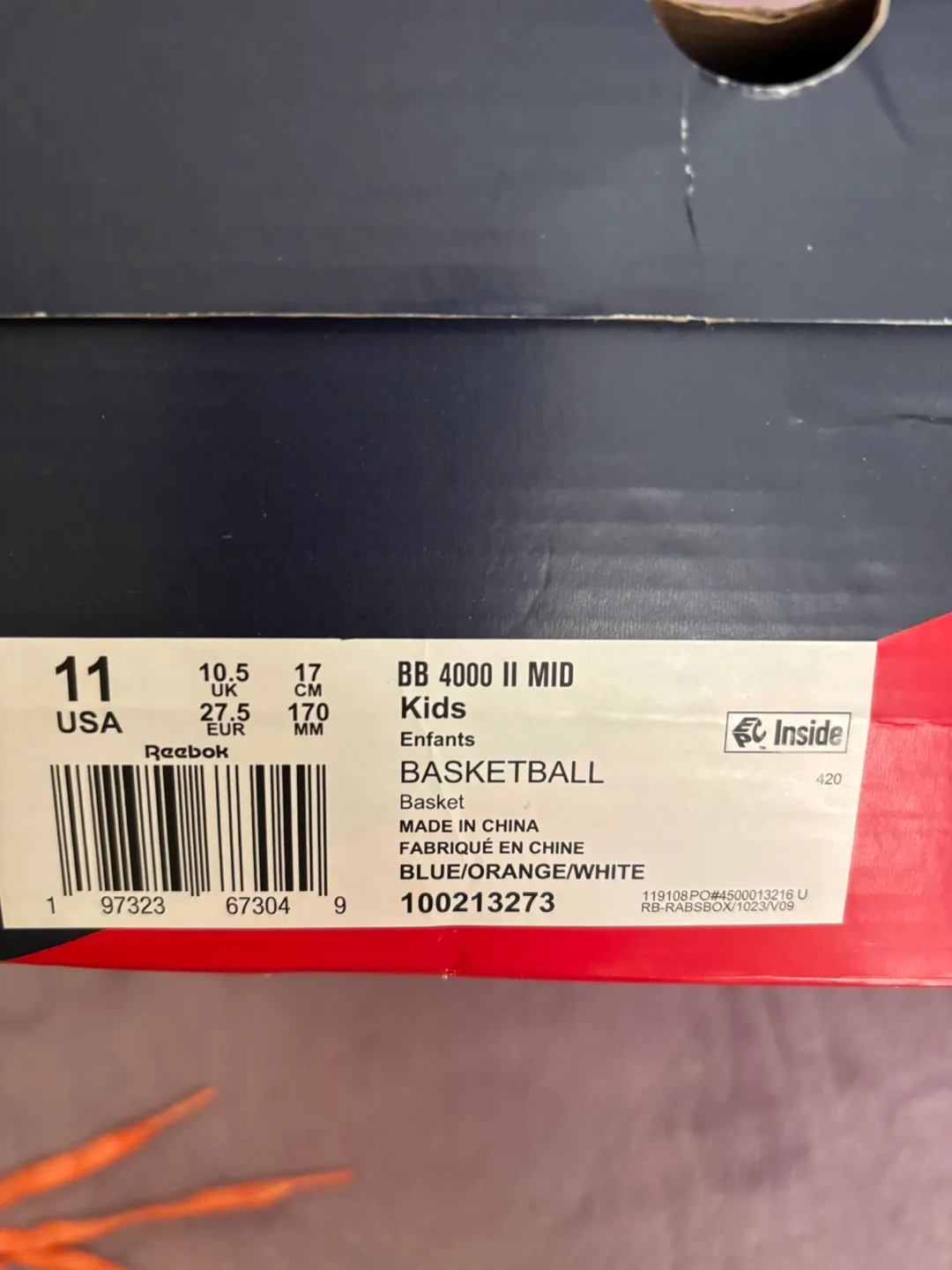 Reebok BB 4000 II Mid Kids Shoes - Size 11 thumbnail