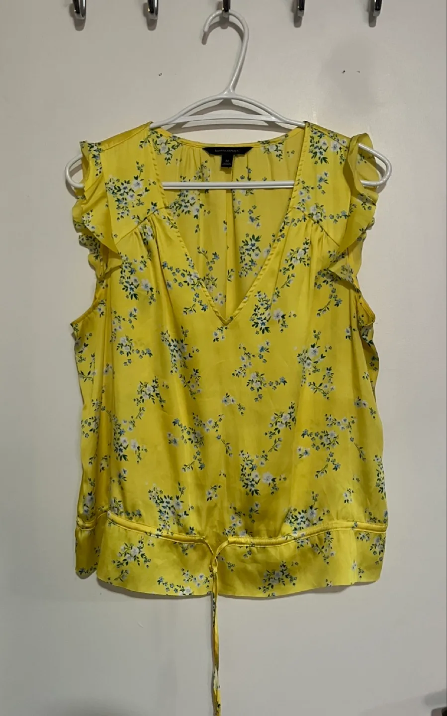 Banana Republic Yellow Floral Blouse - Size M thumbnail