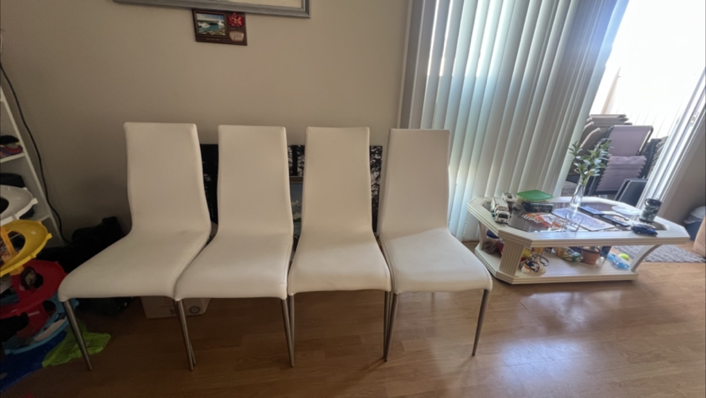 Set of 4 White Dining leather Chairs - photo 3