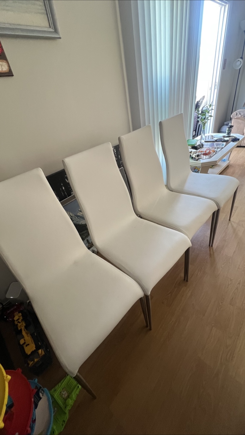 Set of 4 White Dining leather Chairs - photo 2