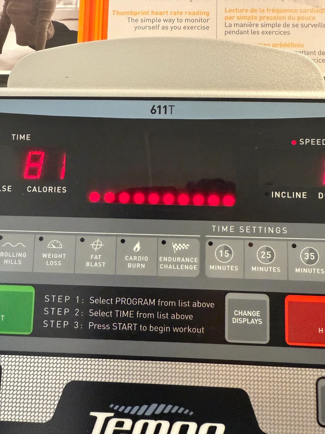 Tempo 611T Treadmill image indicator(4)