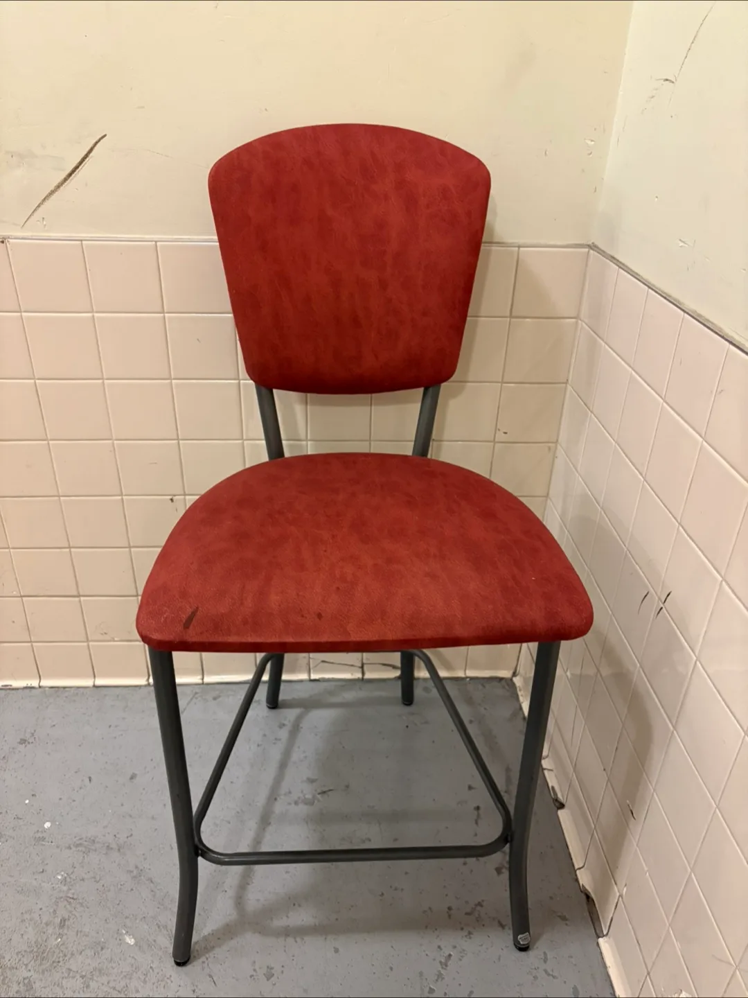 Red Upholstered Metal Frame Chair thumbnail