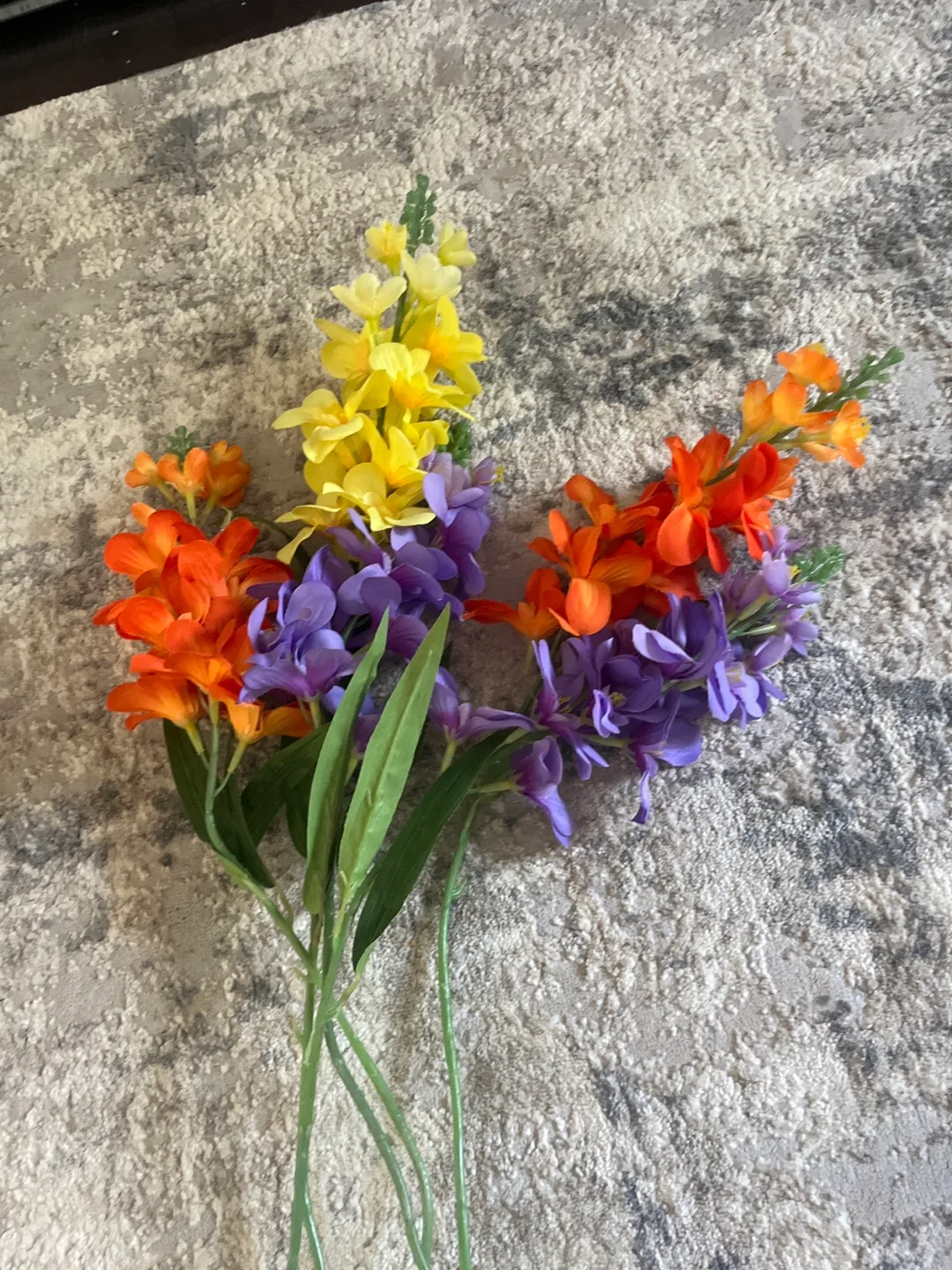 Artificial Flower Arrangement - Orange, Yellow, Purple thumbnail