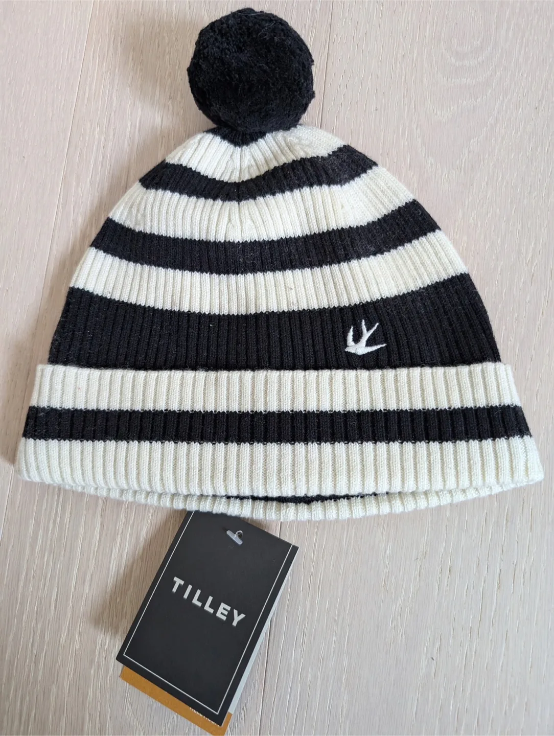 Tilley Black/Cream Stripe Pom Beanie thumbnail