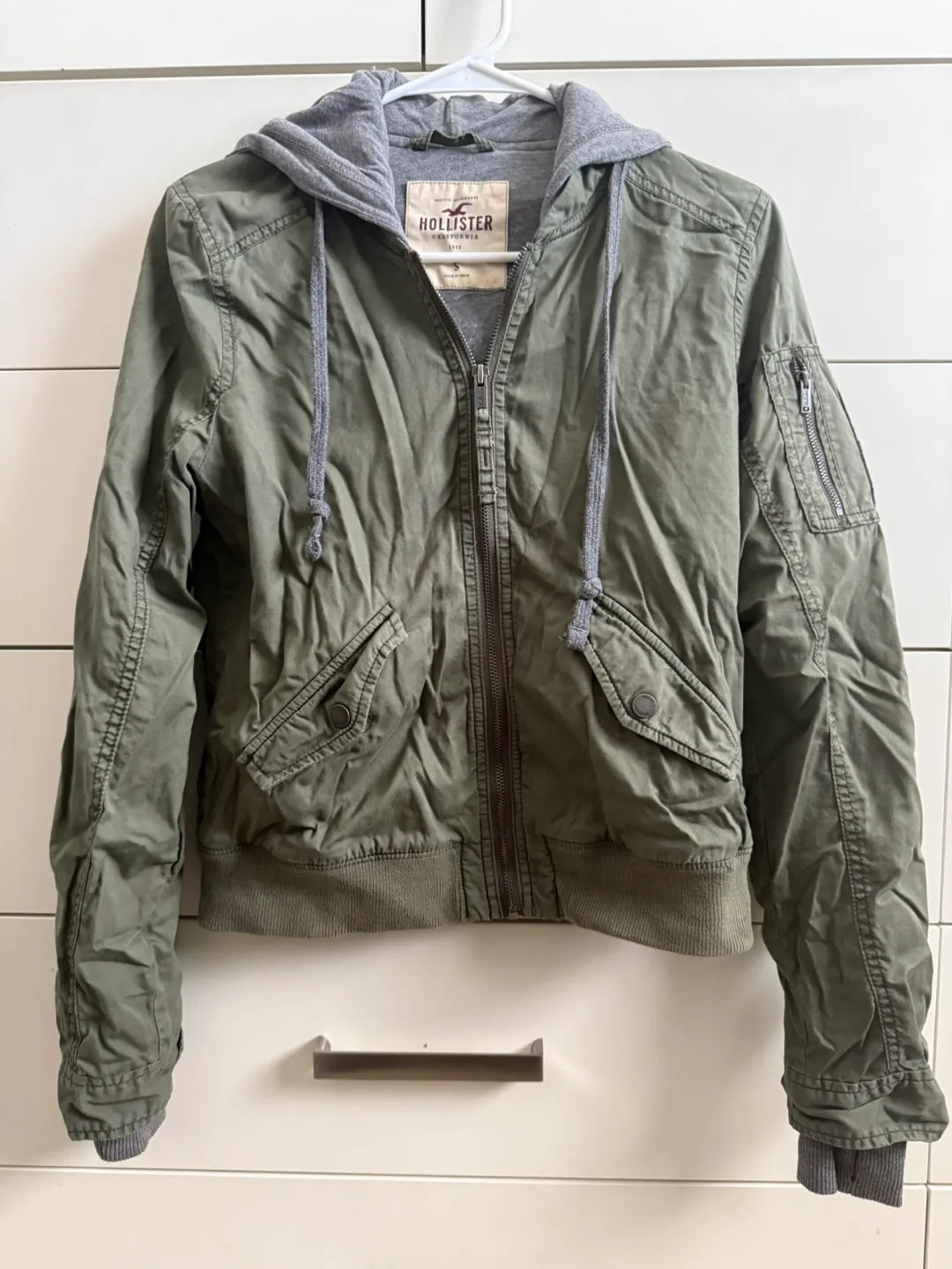 Hollister Olive Green Hooded Jacket - Size Small thumbnail