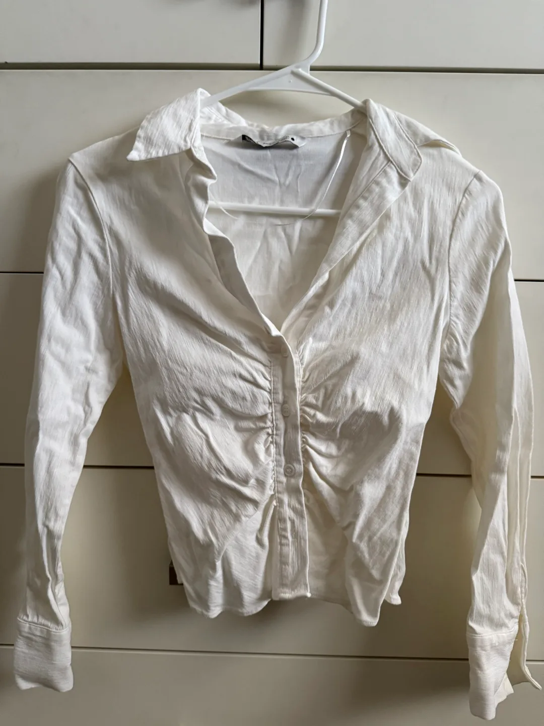 Zara White Long Sleeve Blouse - Size XS thumbnail