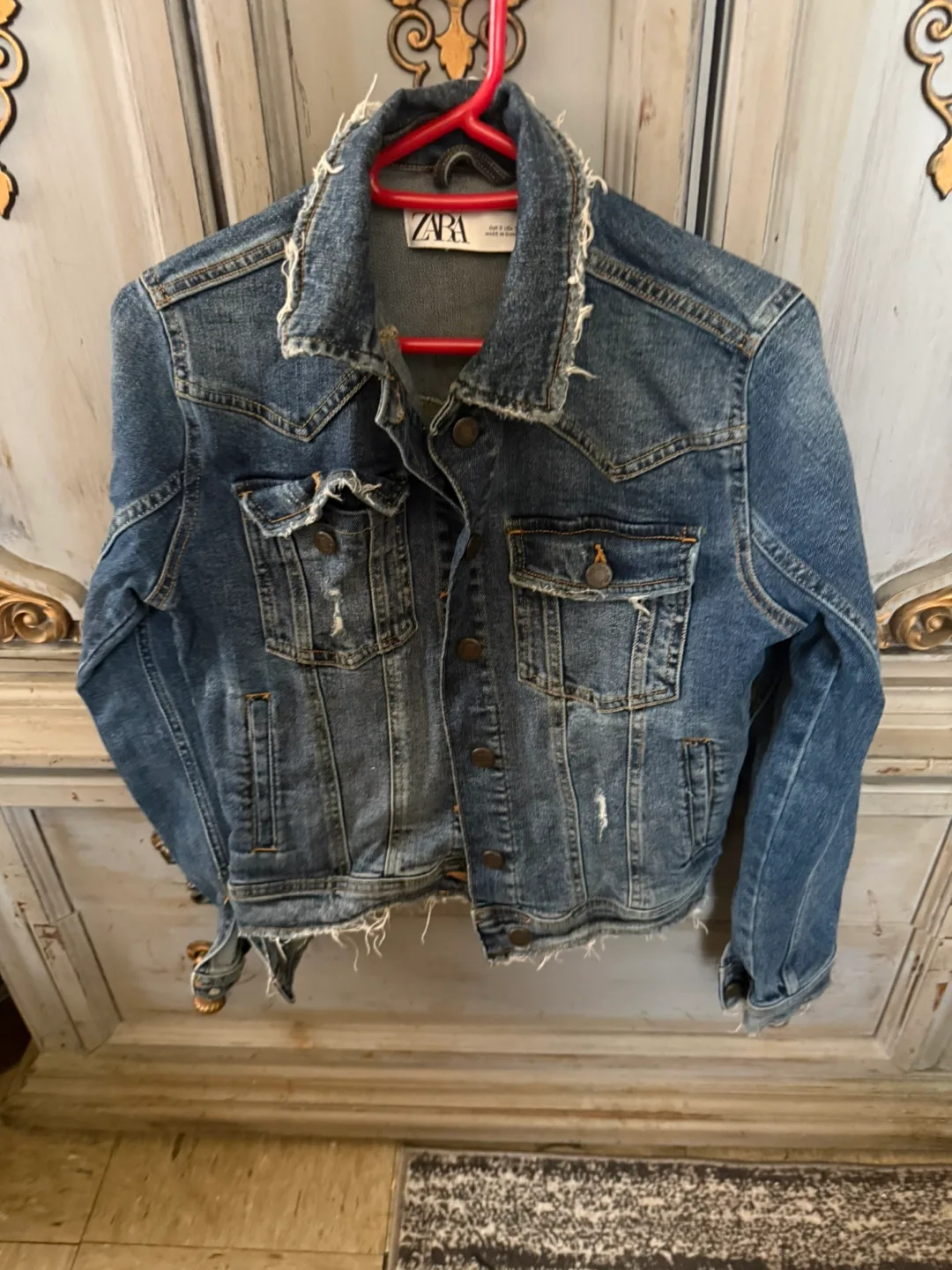 Zara Distressed Denim Jacket thumbnail