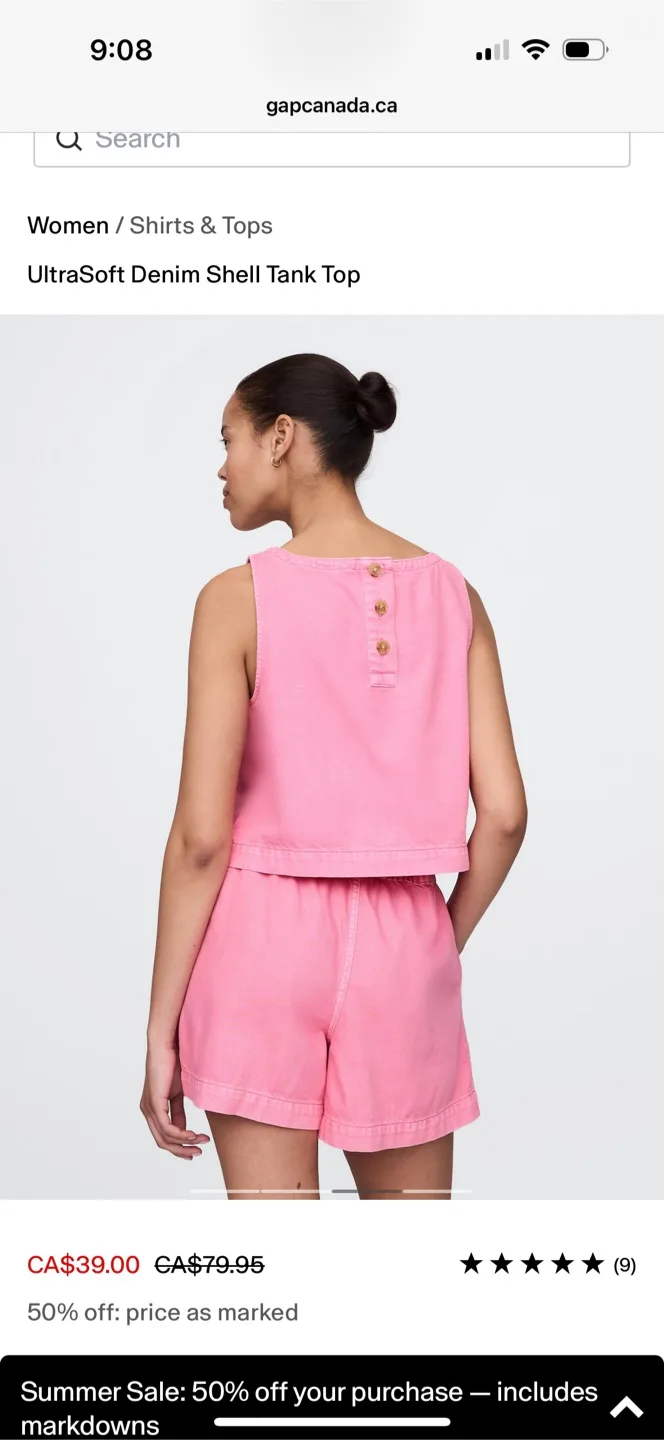 Brand new — Gap pink denim short and tank set image indicator(4)