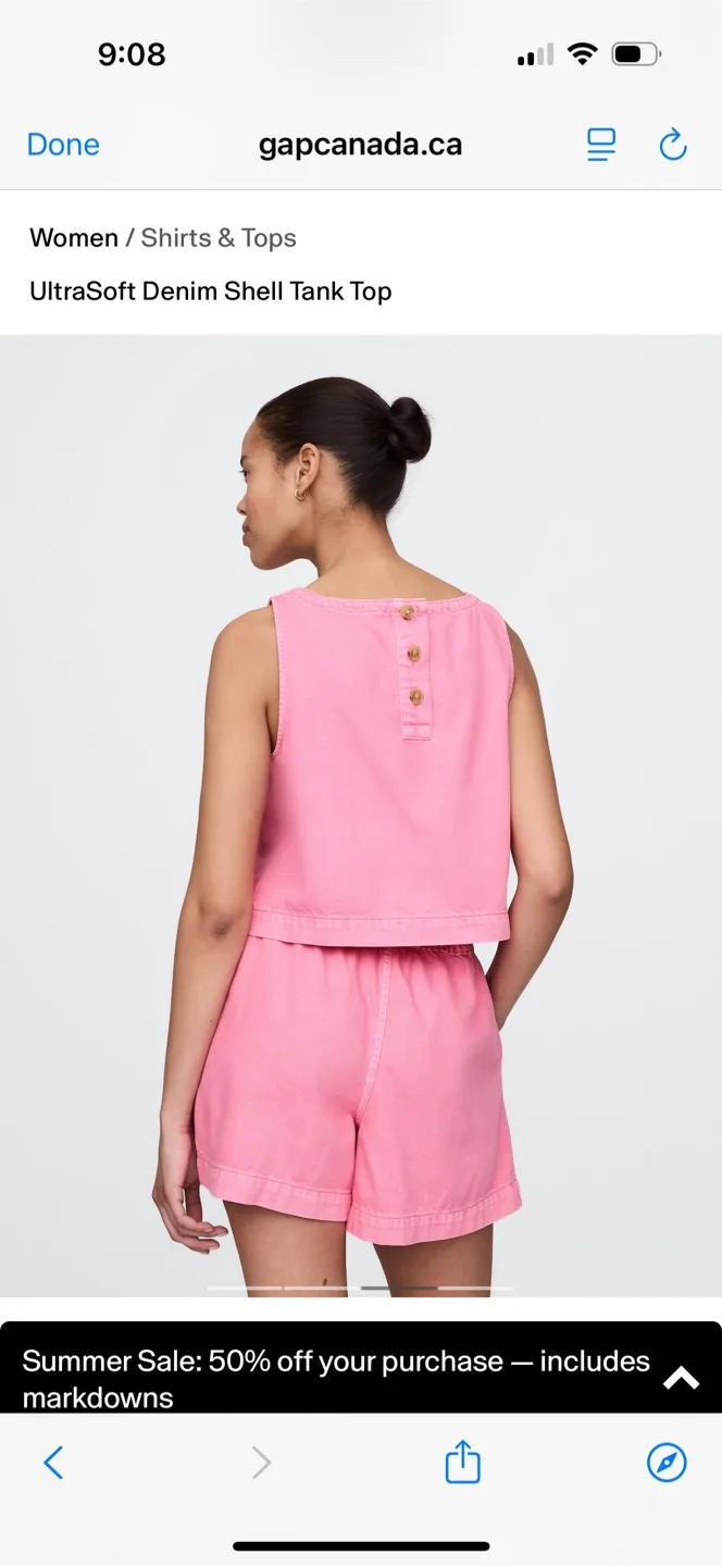 Brand new — Gap pink denim short and tank set image indicator(3)