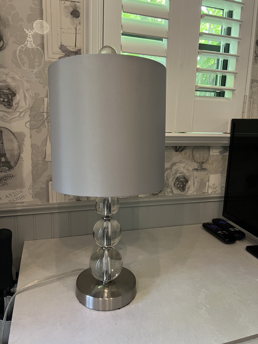 Set of 2 Silver & Clear Glass Lamps - photo 2