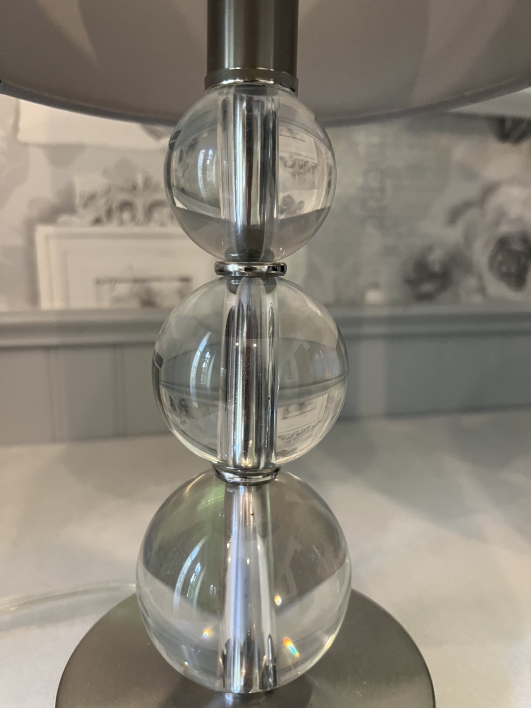 Set of 2 Silver & Clear Glass Lamps - photo 3