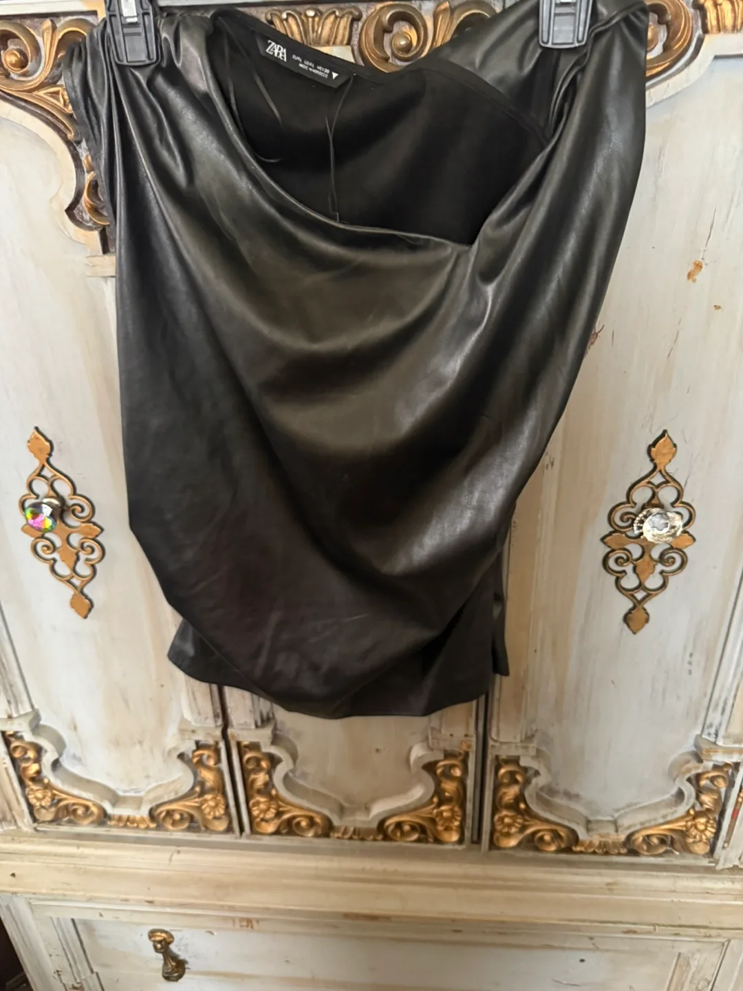 Zara Black vegan Leather shirt thumbnail