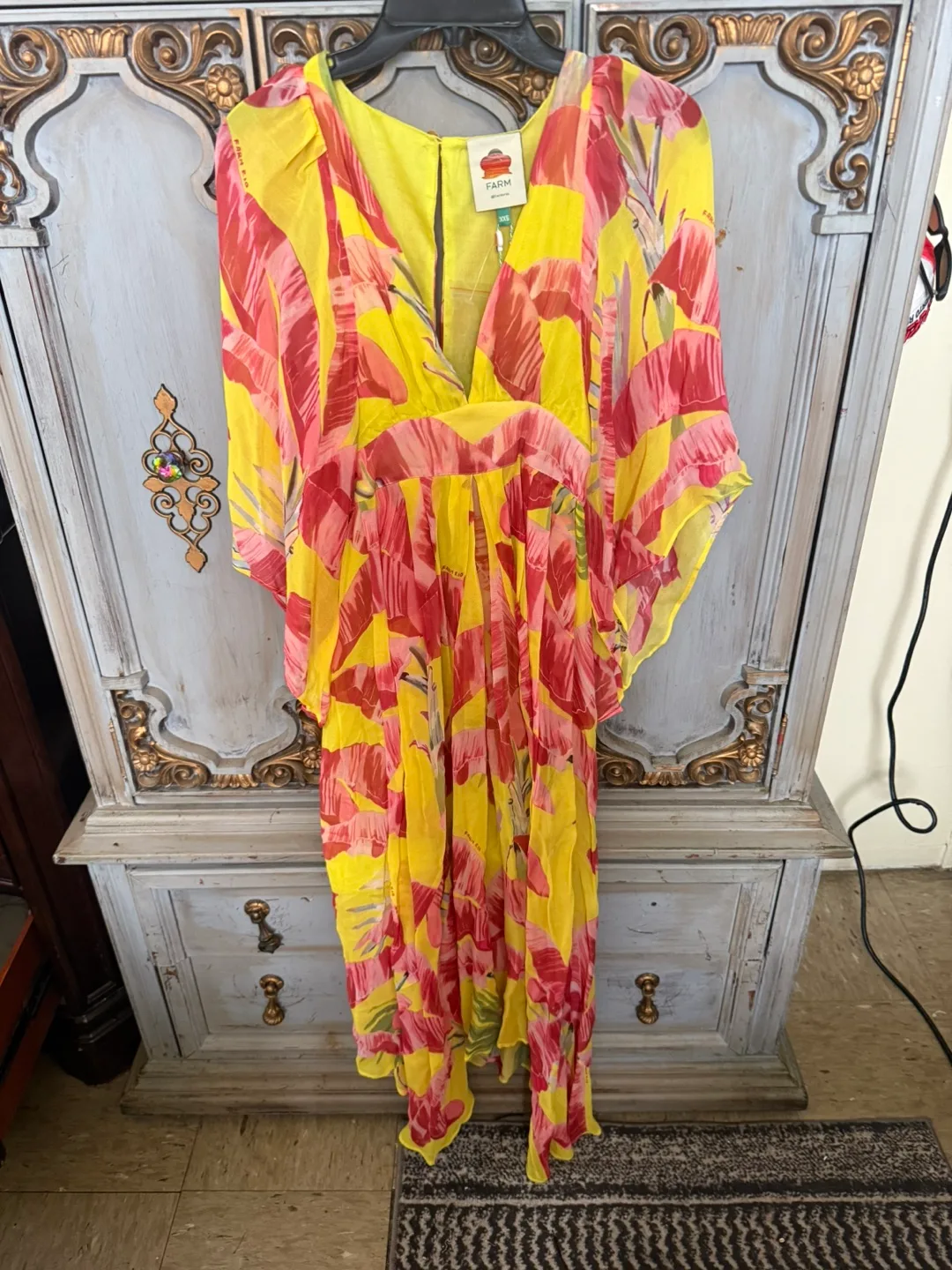 Farm Rio Yellow Maxi Dress - Size XXS thumbnail