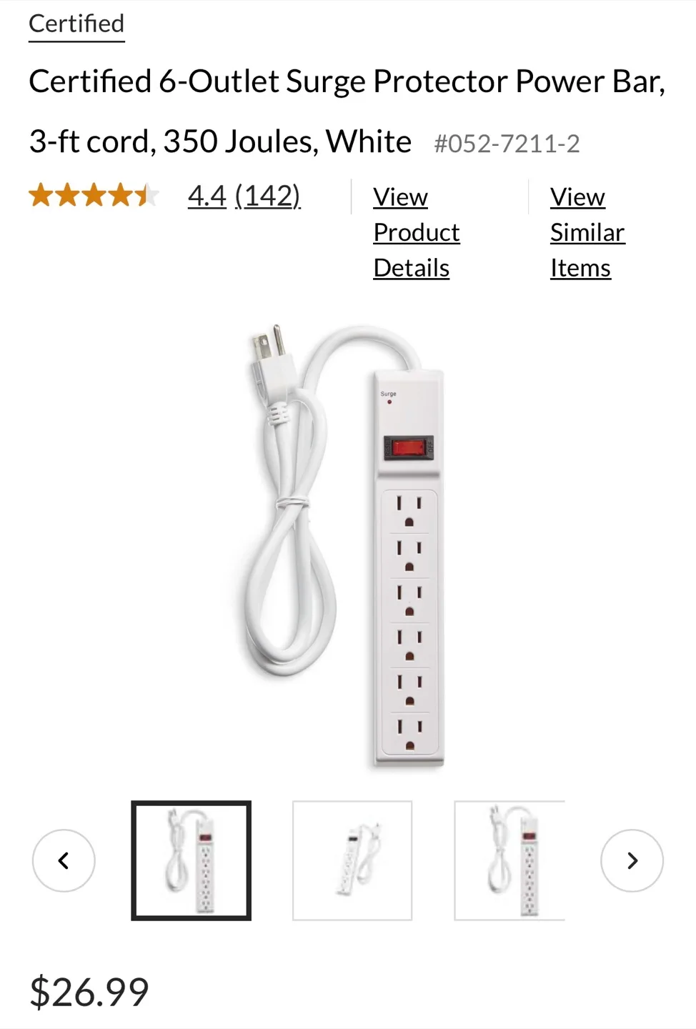 Certified 6-Outlet Surge Protector Power Bar image indicator(4)