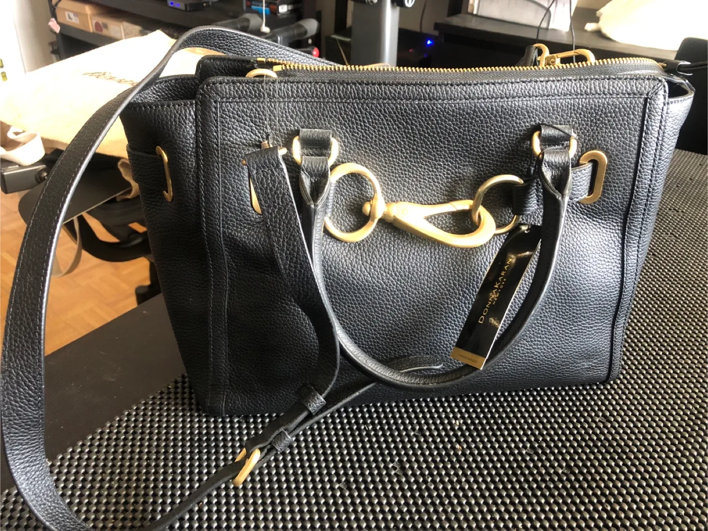 Donna Karan Black Leather Satchel thumbnail