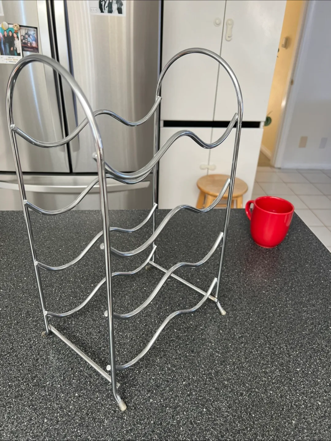 Chrome Wine Rack - Holds 6 Bottles thumbnail