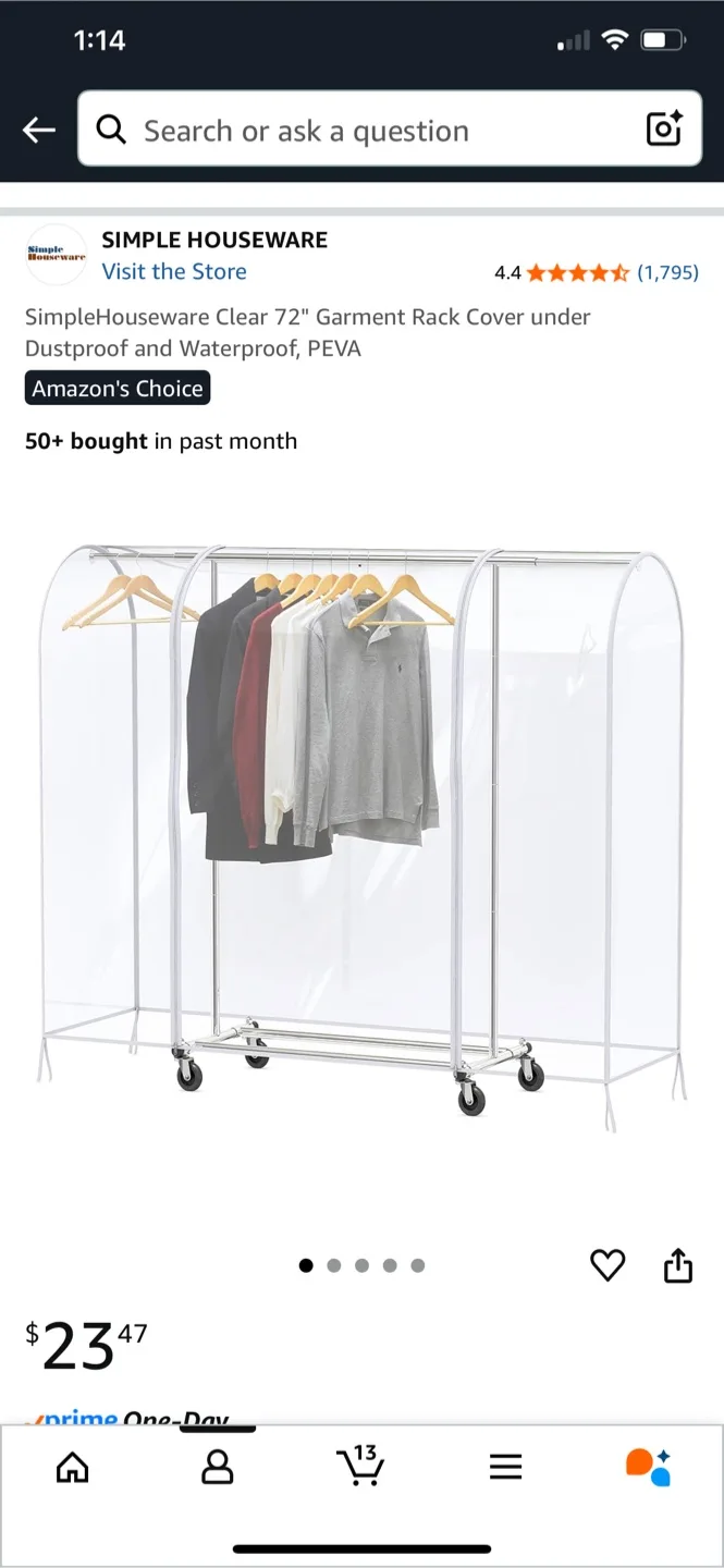 SimpleHouseware 72" Garment Rack Cover thumbnail