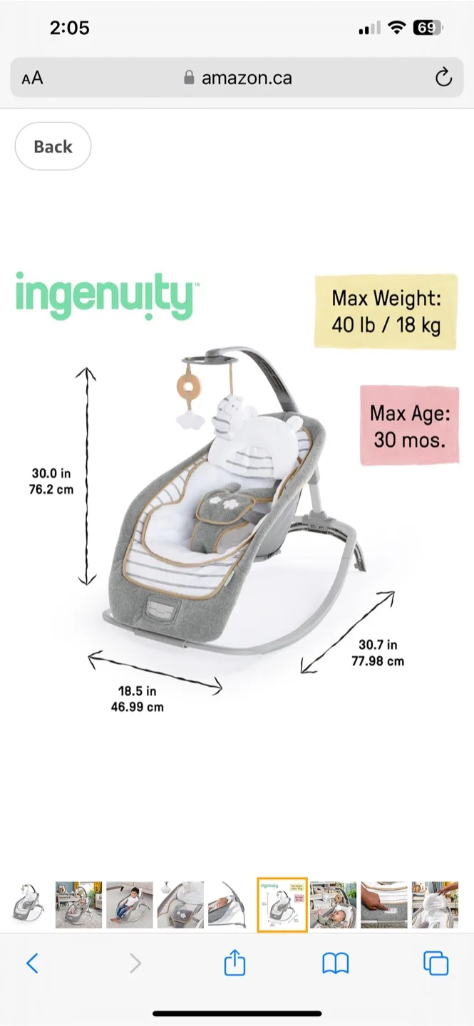 Ingenuity vibrating baby chair thumbnail