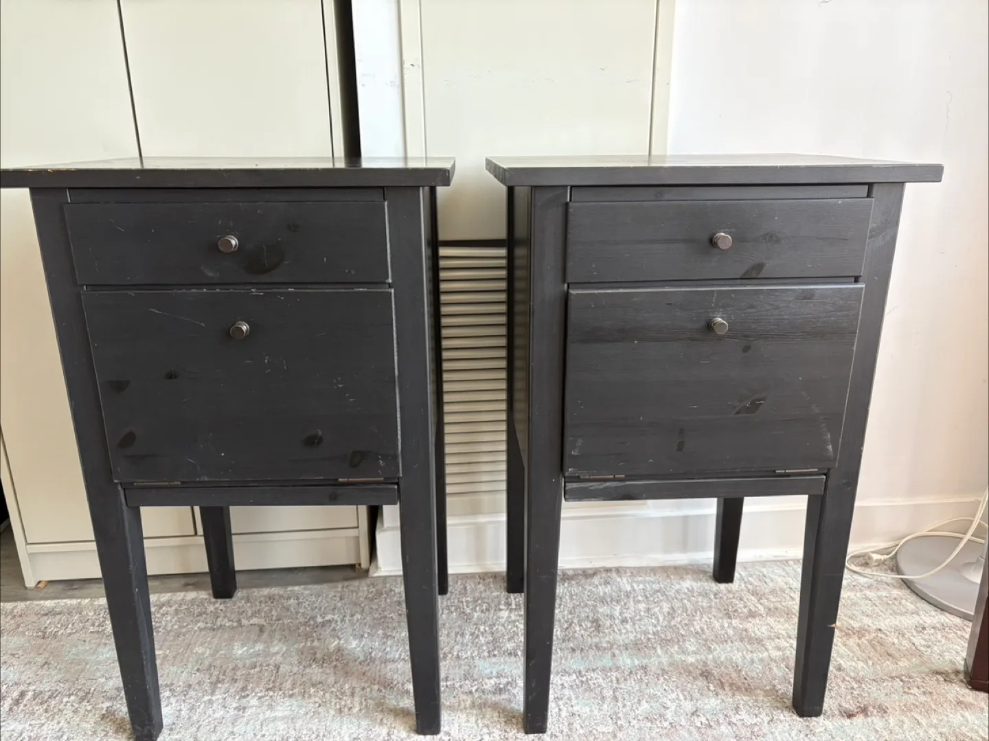 Pair of Black Wood Nightstands thumbnail