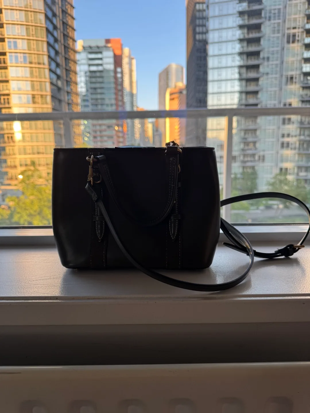 Zara Olive Green Leather Mini Tote Bag thumbnail