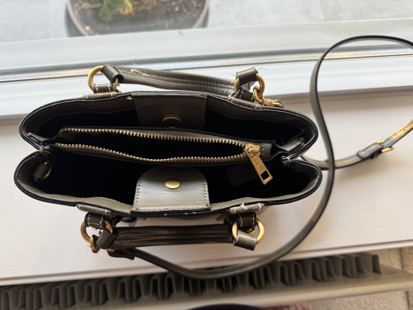 Zara Olive Green Leather Mini Tote Bag - photo 2