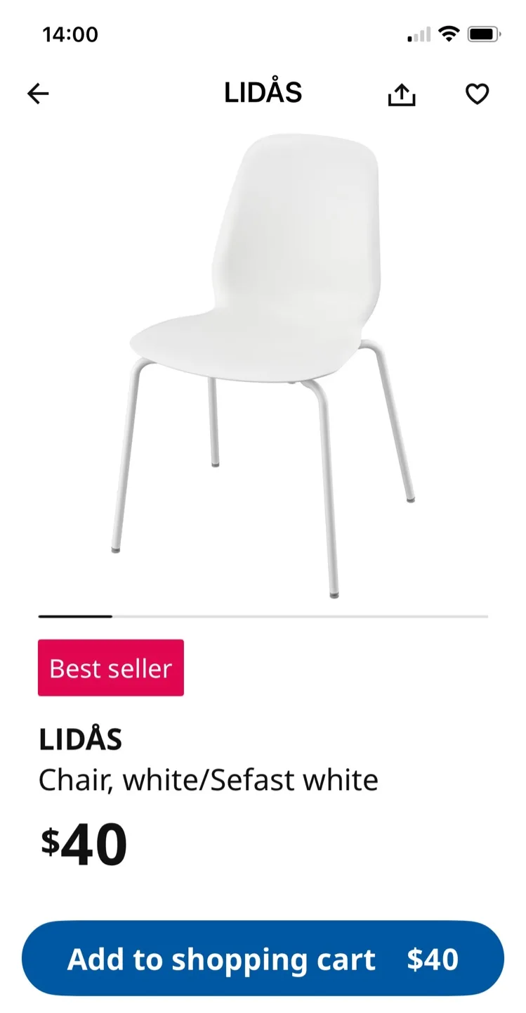 One IKEA LIDÅS White Chair thumbnail