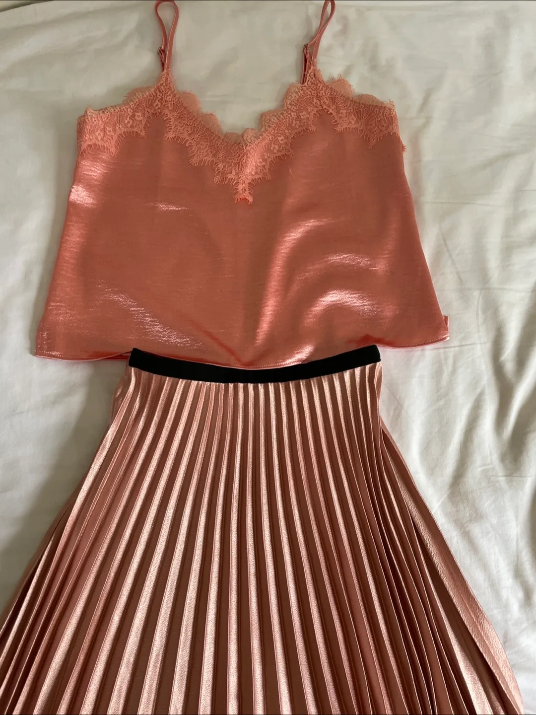 Zara Woman Pleated Skirt & Forever 21 Cami Set thumbnail