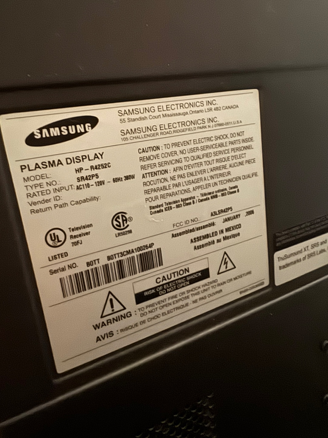 Samsung Plasma TV - FREE! - photo 3