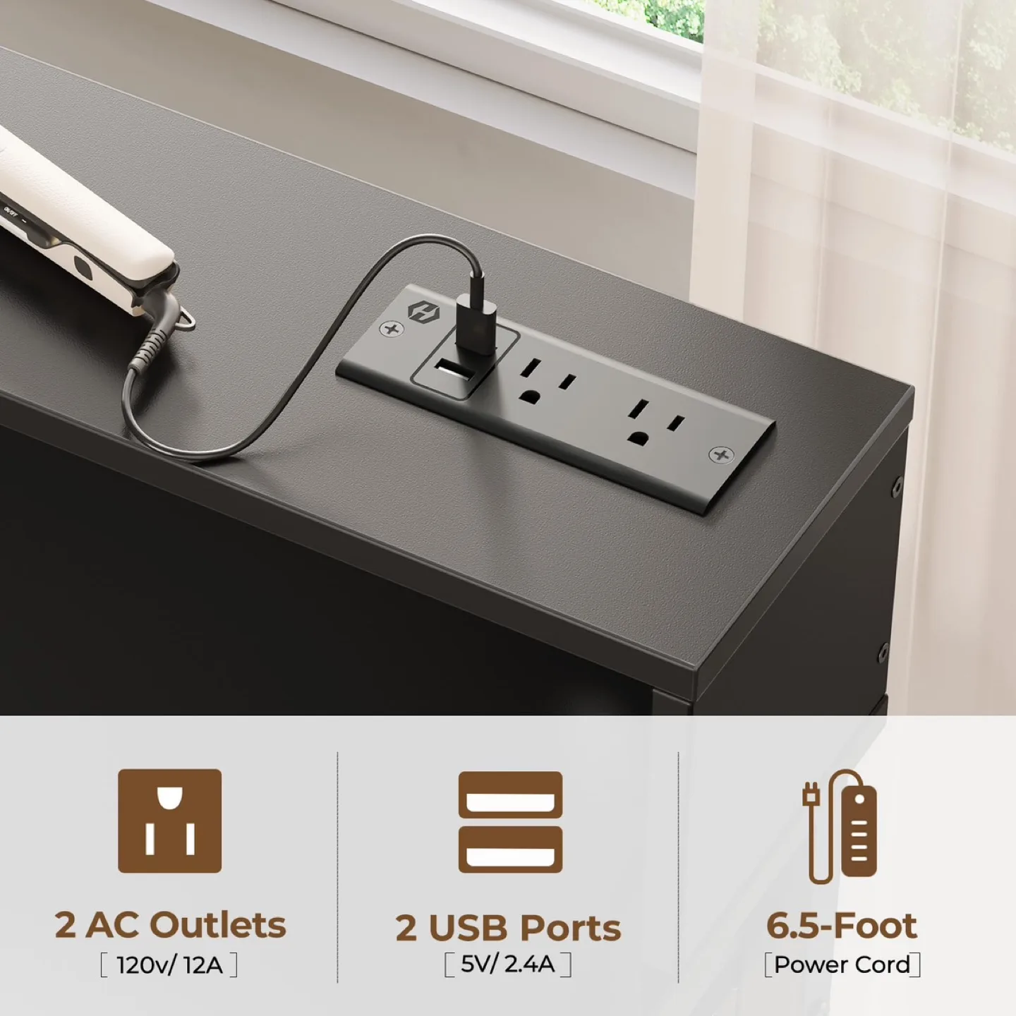 New Seventable Vanity Desk, Storage Drawers & Power Outlets image indicator(3)